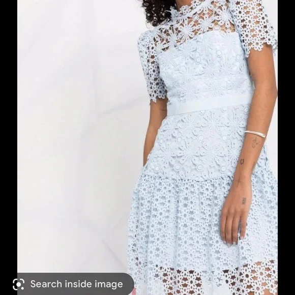 Self-Portrait Dresses Self Portrait Blue Lace Mini Guipure